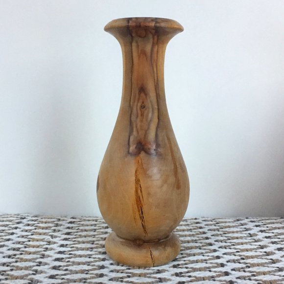 Vintage Olive Wood Vase Boho Decor